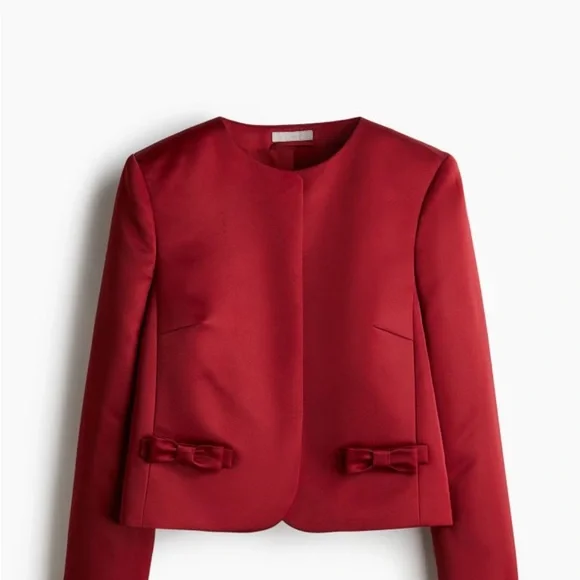 NWT H&M Elegant bow detailed satin blazer - Picture 1 of 7